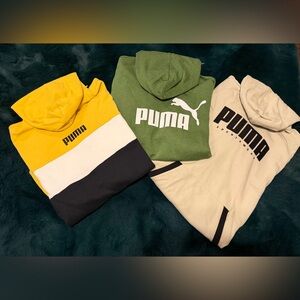 🚨DEAL🚨ALL 3 for ONE PRICE Puma Men's Hoodie Trio in Green, Yellow, and Cream